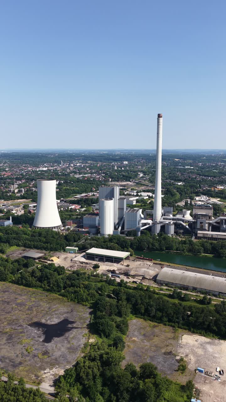 power plant in Germany. Generation of electricity. Supply for households and industry. power to the grid. Aerial video