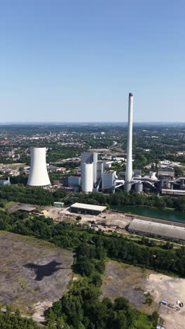 power plant in germany. generation of electricity. supply for households and industry. power to the grid. aerial video