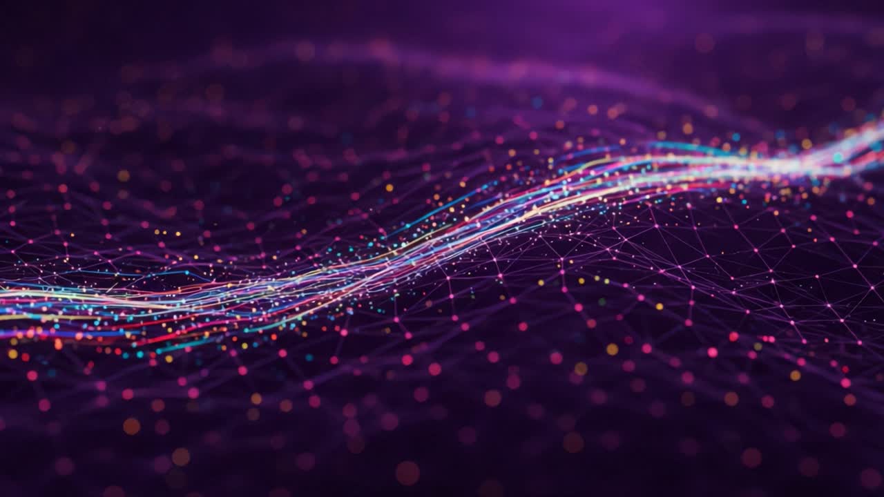 A Mesmerizing Display of Colorful Data Streams: Exploring the Depths of Digital Connectivity Through Vibrant Particle Patterns and Ethereal Light Trails