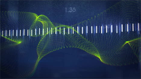 animación del procesamiento de datos y las conexiones en fondo azul