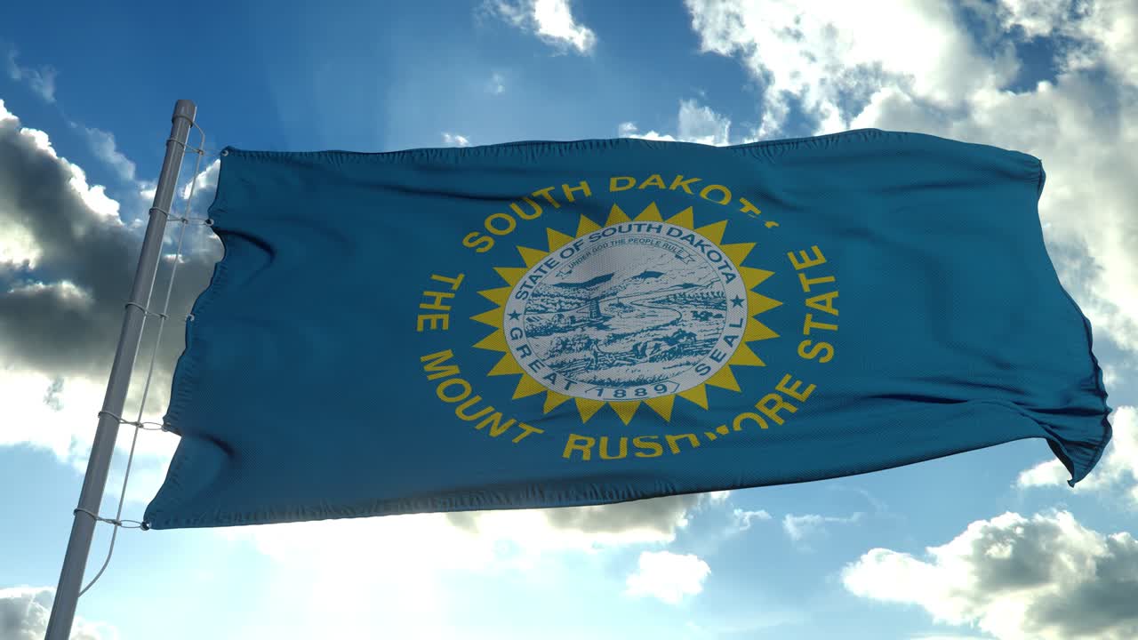 사우스 다코타의 발은 깊은 아름다운 구름 하늘에 대항하여 바람에 흔들리고 있습니다.