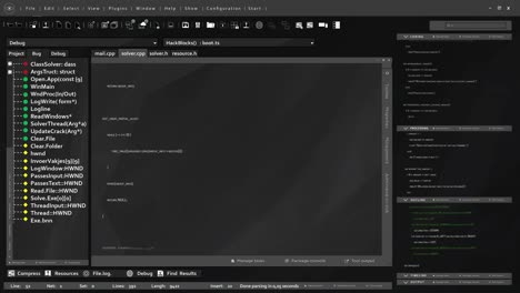 ui moderno elegante que muestra animaciones en tiempo real del código de programación que se está escribiendo