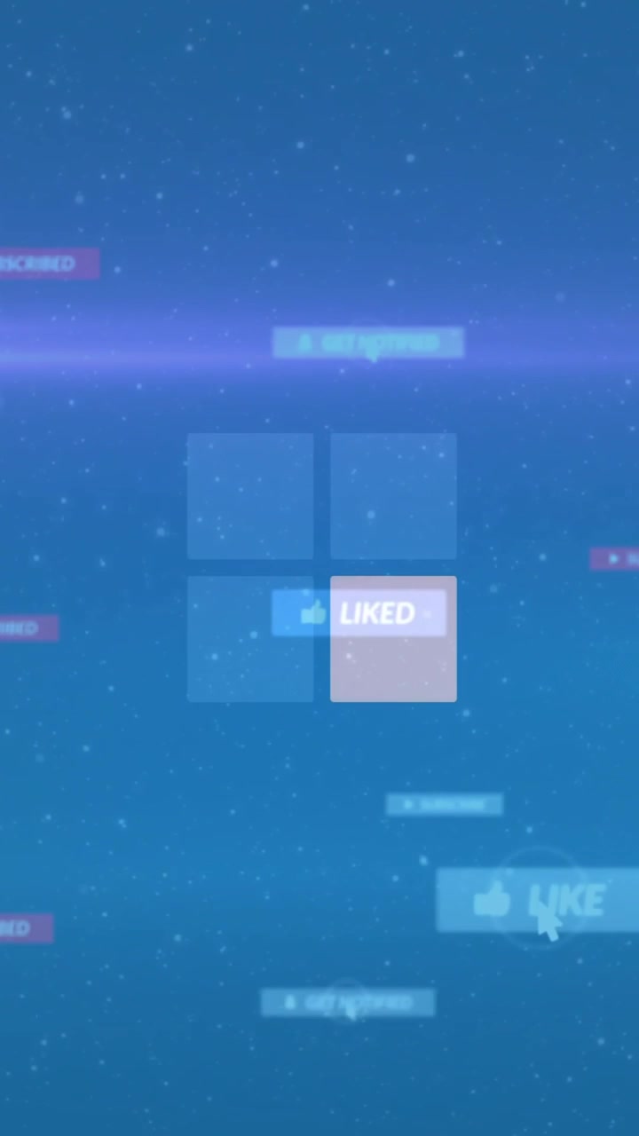 Animation of social media icons floating on blue background with light effects