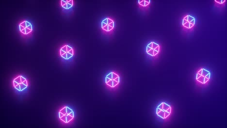 abstract neon 3d render of geometric shapes. computer generated loop animation. modern colorful laser lighting background, seamless 4k loop motion design