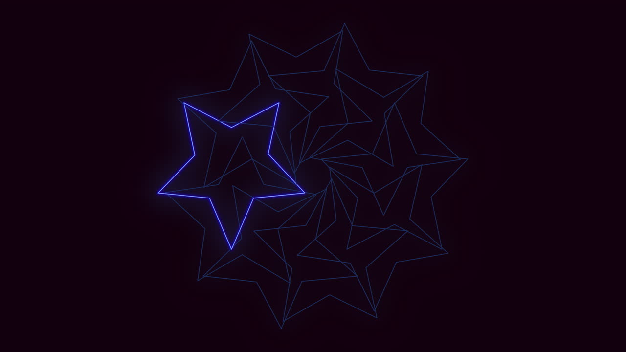 estrella triangular 3d que brilla en azul en un fondo oscuro
