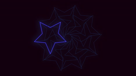 estrella triangular 3d que brilla en azul en un fondo oscuro