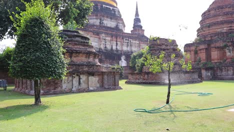 time-lapse of a historic temple complex with vegetation.