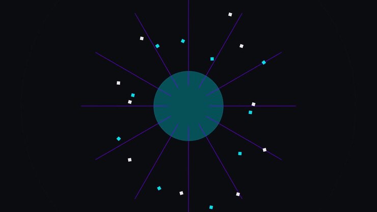 Abstract Motion Graphic of Expanding and Dissipating Geometric Particles