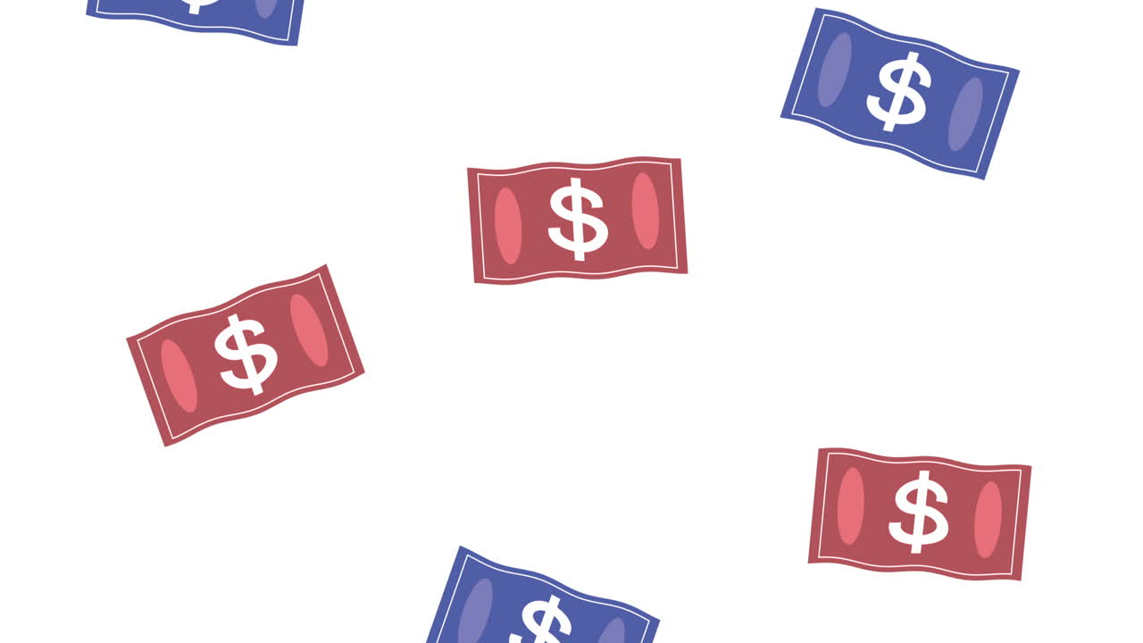 billetes dinero dólares patrón animación