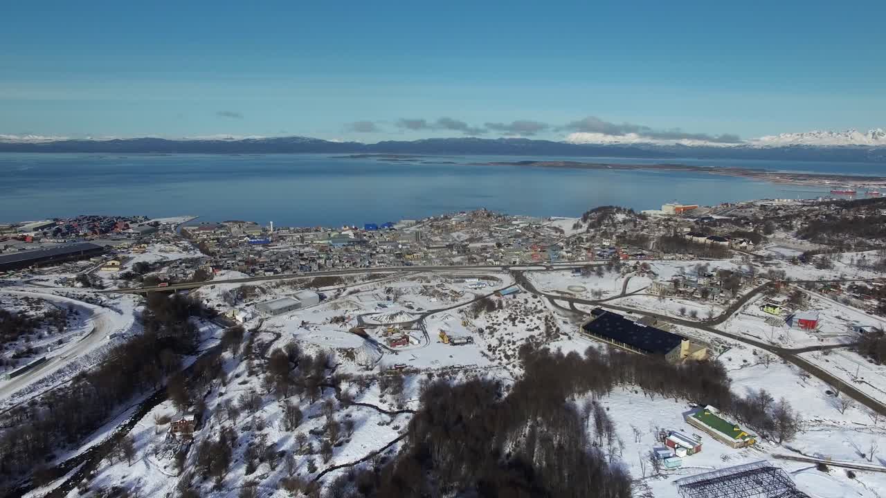 Aerial Shot Over Ushuaia, Tierra del Fuego, Patagonia Argentina.