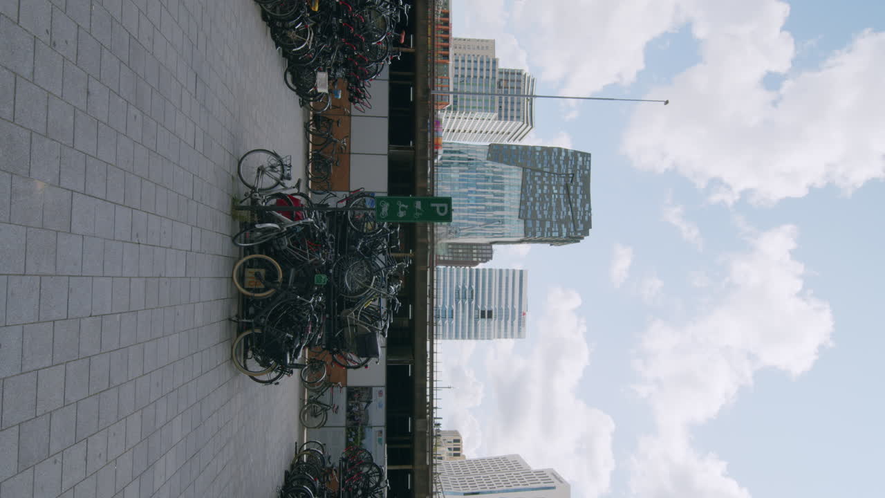 Vertical - Bicycles On Parking Lot In Zuidas Business District, Amsterdam, Netherlands