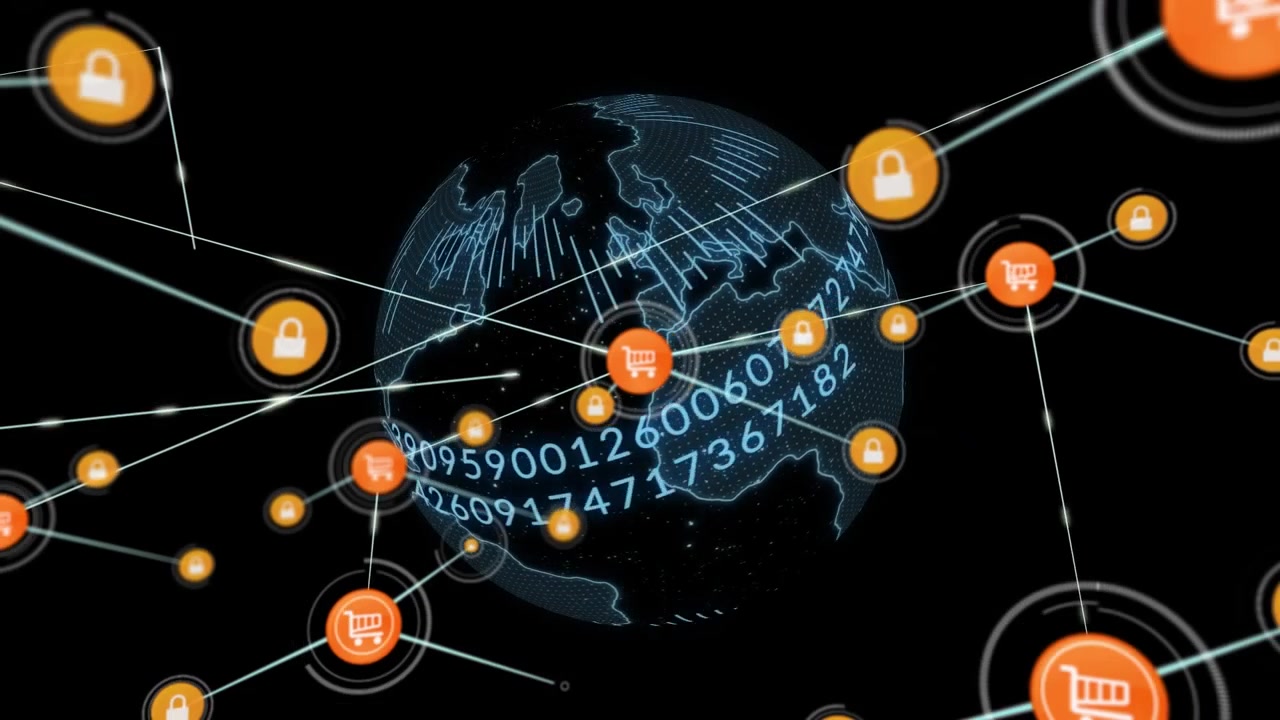 Animazione di rete di connessioni sul globo