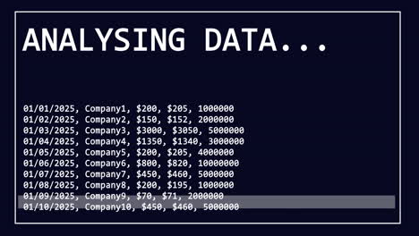 animación del procesamiento de datos sobre un fondo oscuro