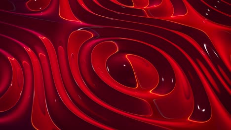 schleife abstrakte flüssigkeit hintergrund. schöne wellige glasoberfläche von roter flüssigkeit mit muster, gradientfarbe und flusswellen darauf. kreative helle bg mit weichen glatten animation.