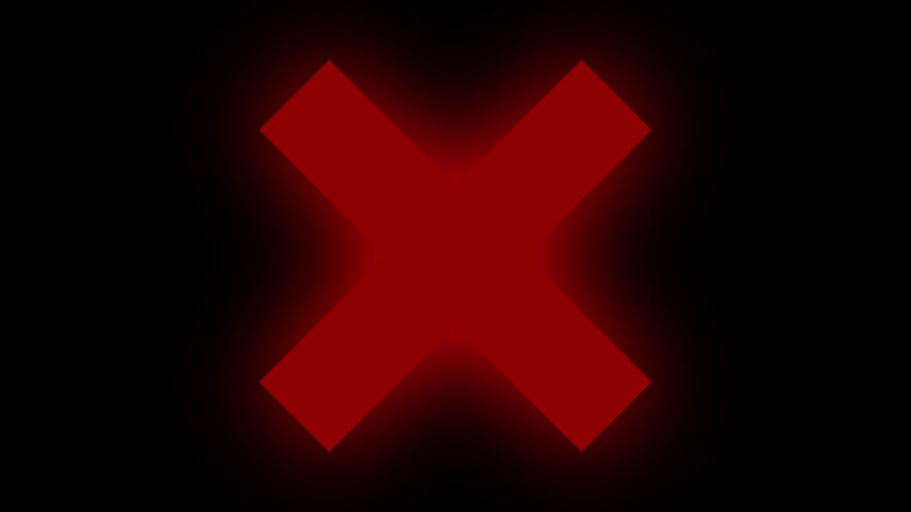 Animation of a glowing red cross sign on black background.