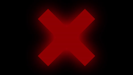 animación de un signo de cruz roja brillante sobre fondo negro.