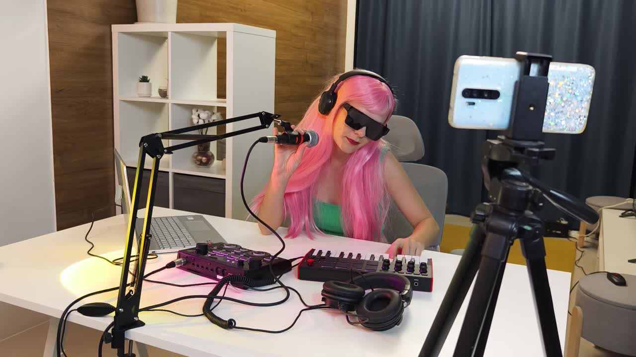 여성 블로그 음악 제작 세션