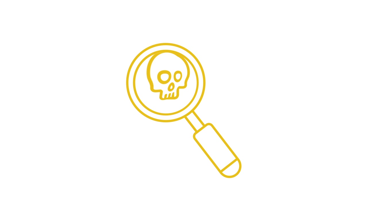 Animated Magnifying Glass Revealing a Skull Icon