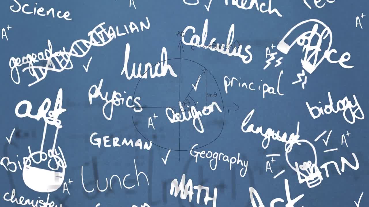 анимация школьных иконок над школьными текстами