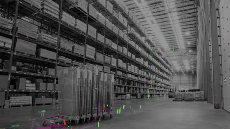 animación del procesamiento de datos sobre el almacén