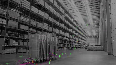 animation of data processing over warehouse