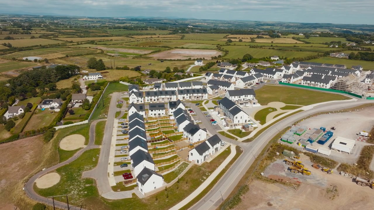 Aerial view of completed new build homes in Ballyvolane Cork