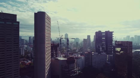 lateral track of buildings in the business district of the polanco neighborhood in mexico city