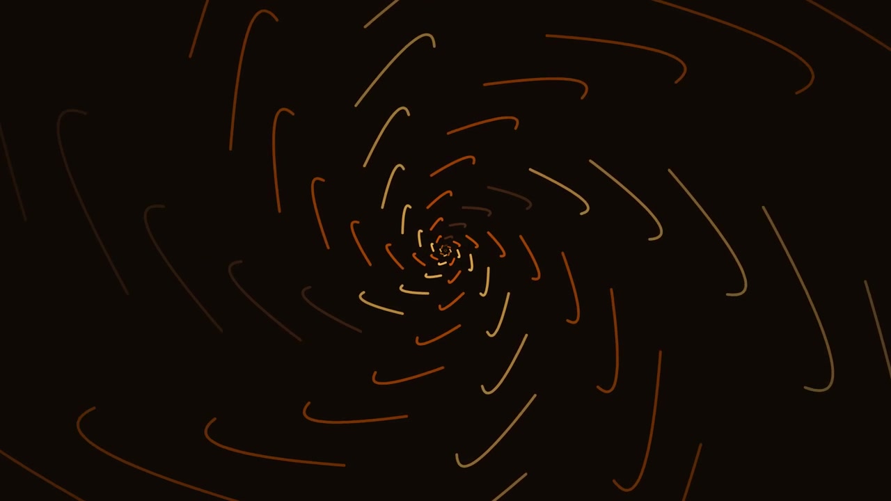 Animazione a spirale astratta di linee arancioni luminose