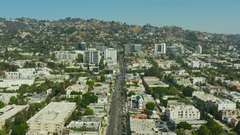 Drone-Over-City---Hollywood,-California