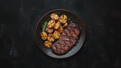 bistec a la parrilla con patatas asadas