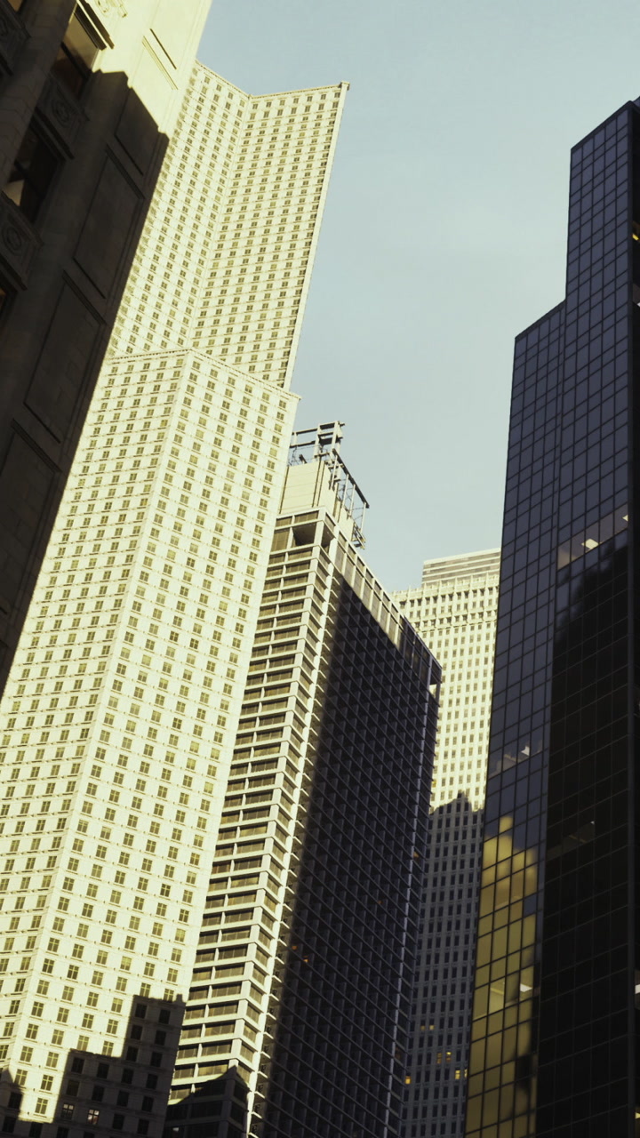 Skyscrapers reaching for the sky in a vibrant urban landscape