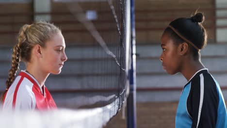 volleyball players standing face to face 4k