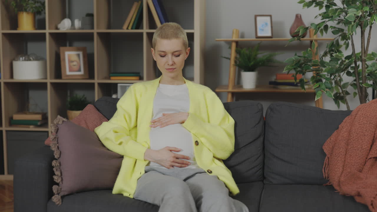 Pregnant Woman Sitting on Sofa