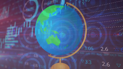 Animation-of-globe-spinning-with-numbers-and-graphs-rolling-in-the-background