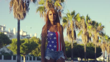 pretty african woman in casual summer clothing