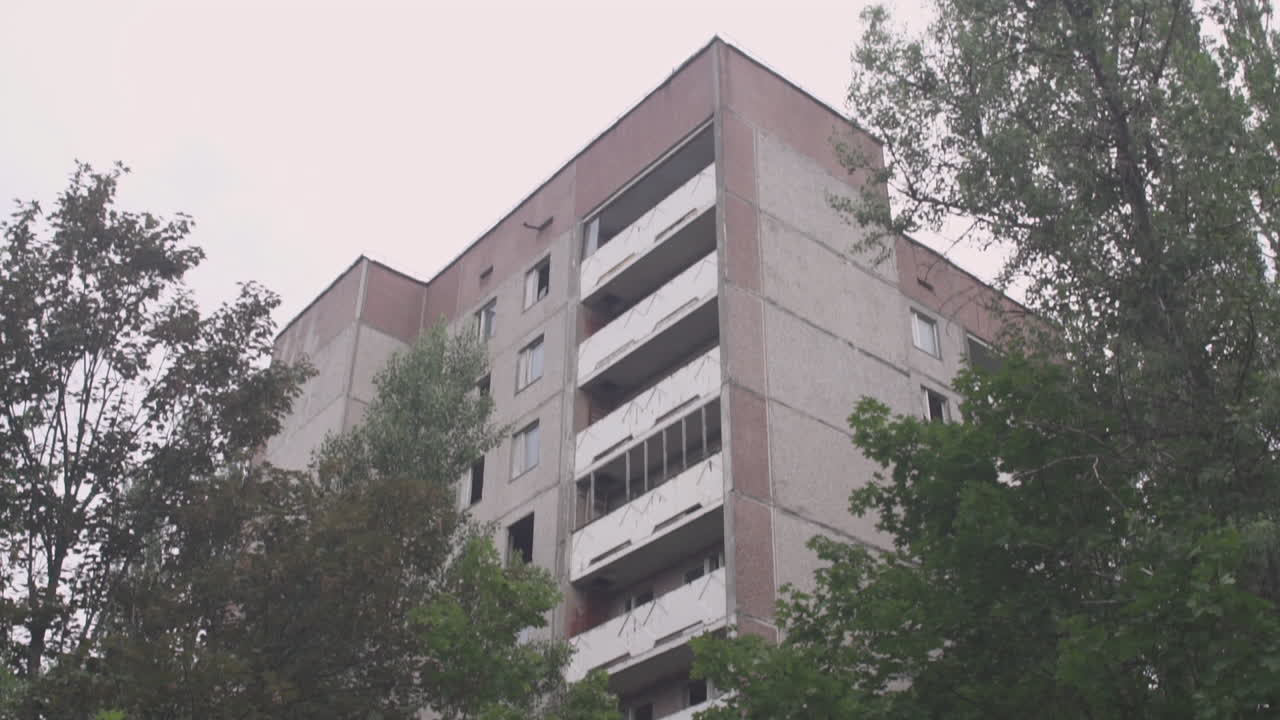 Abandoned and Overgrown Apartment Building in Chernobyl Exclusion Zone