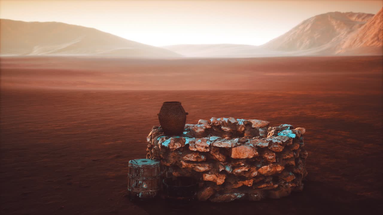 old stone water well in the desert