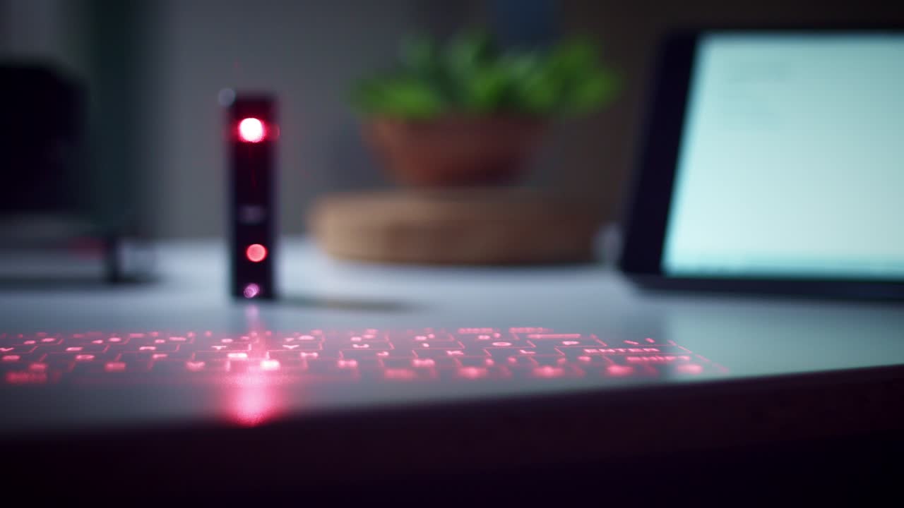 teclado de proyección láser virtual 4k con la mano