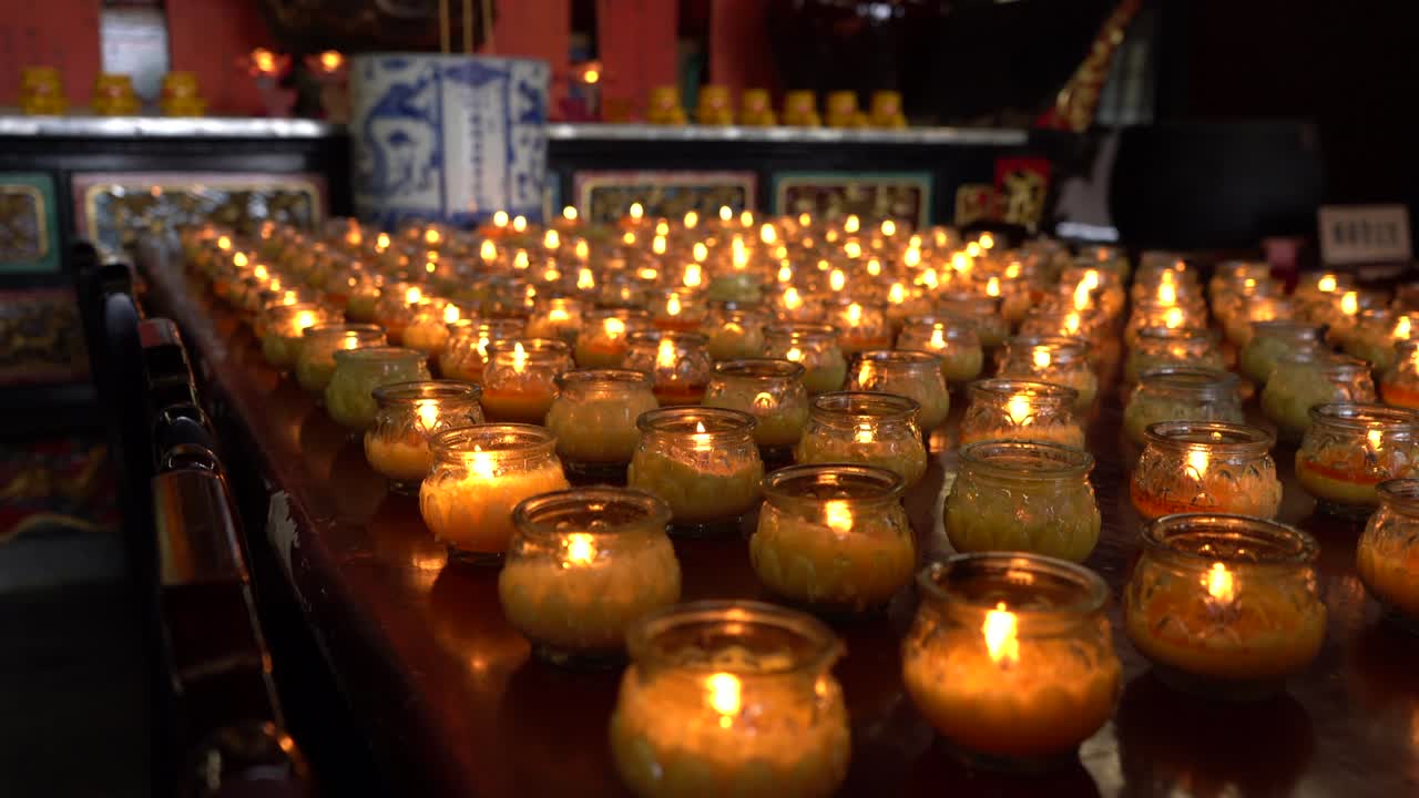 Buddhist candles in temple