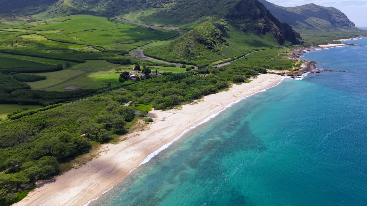 Waianae Mountains and Makua Valley along the coast of Oahu, Hawaii, aerial