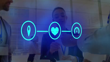 animación de la red de conexiones con iconos sobre colegas de negocios