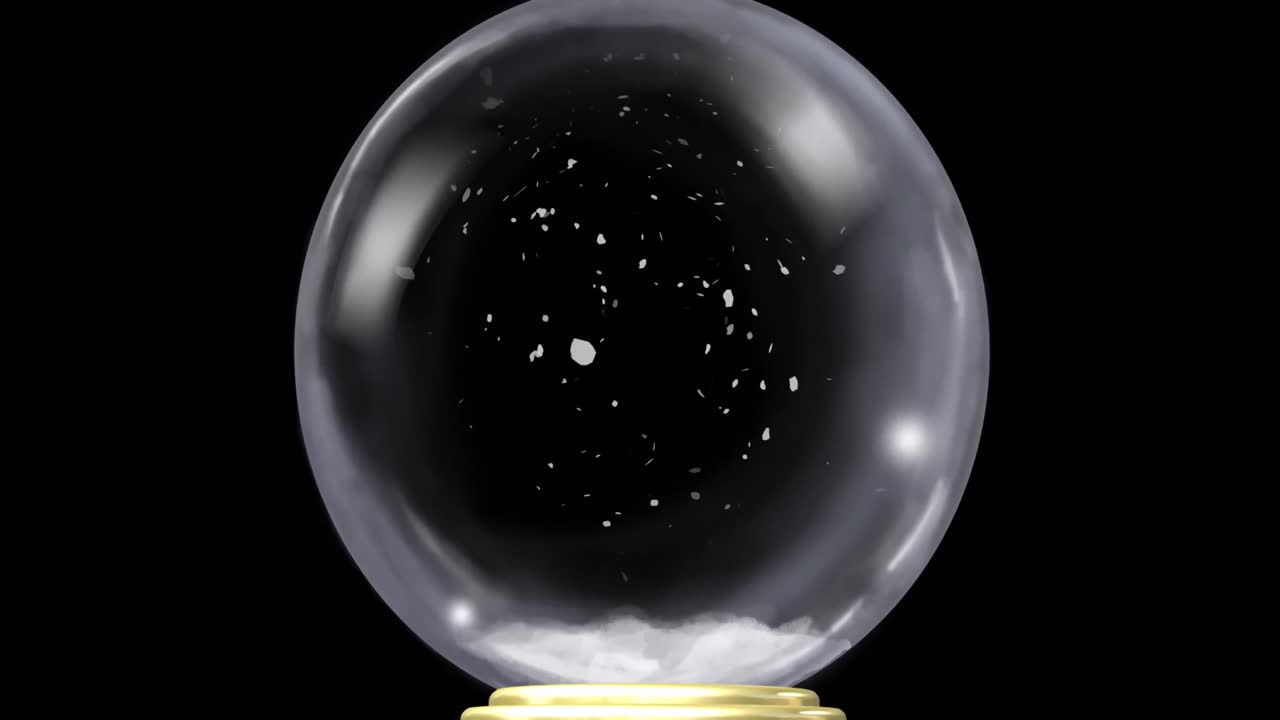 검은 바탕에 눈이 내리는 크리스마스 스노우 글로브의 애니메이션