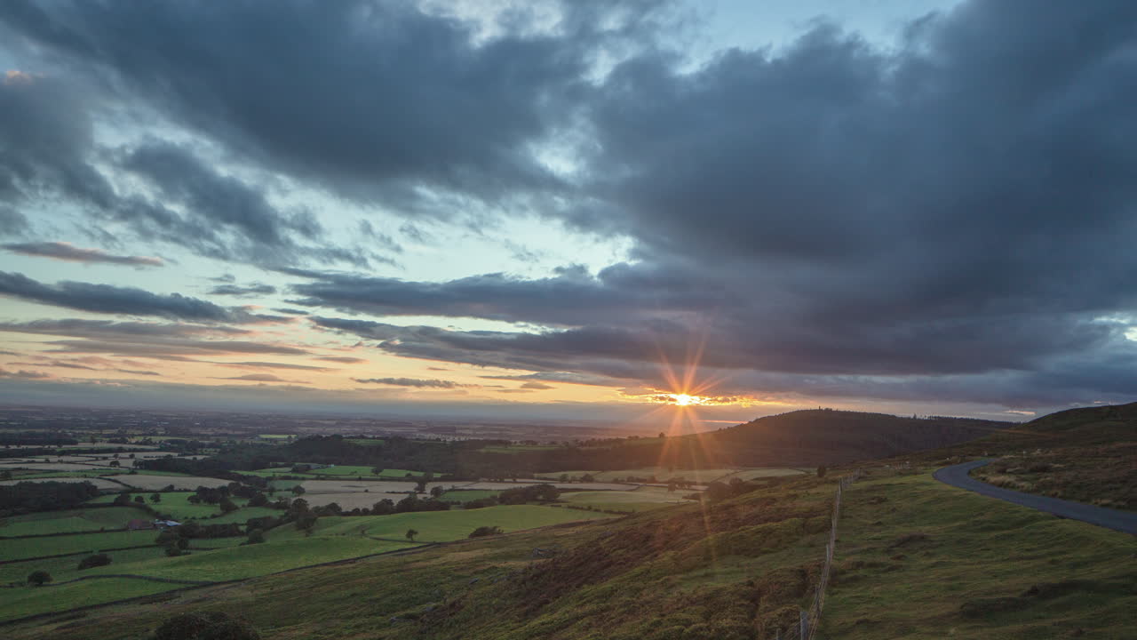 Bransdale Abbey Timelapse, Moody Skies through to darkness. Sunset landscape, North York Moors