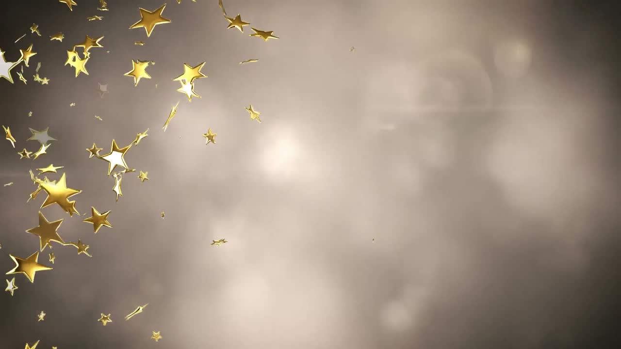 animazione di stelle che galleggiano sopra macchie luminose e nuvole