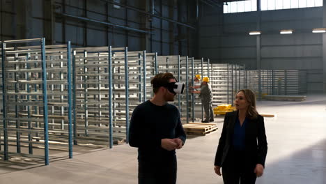 exploring an empty warehouse with vr technology
