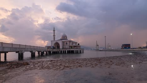 timelapse gorgeous sunset floating mosque