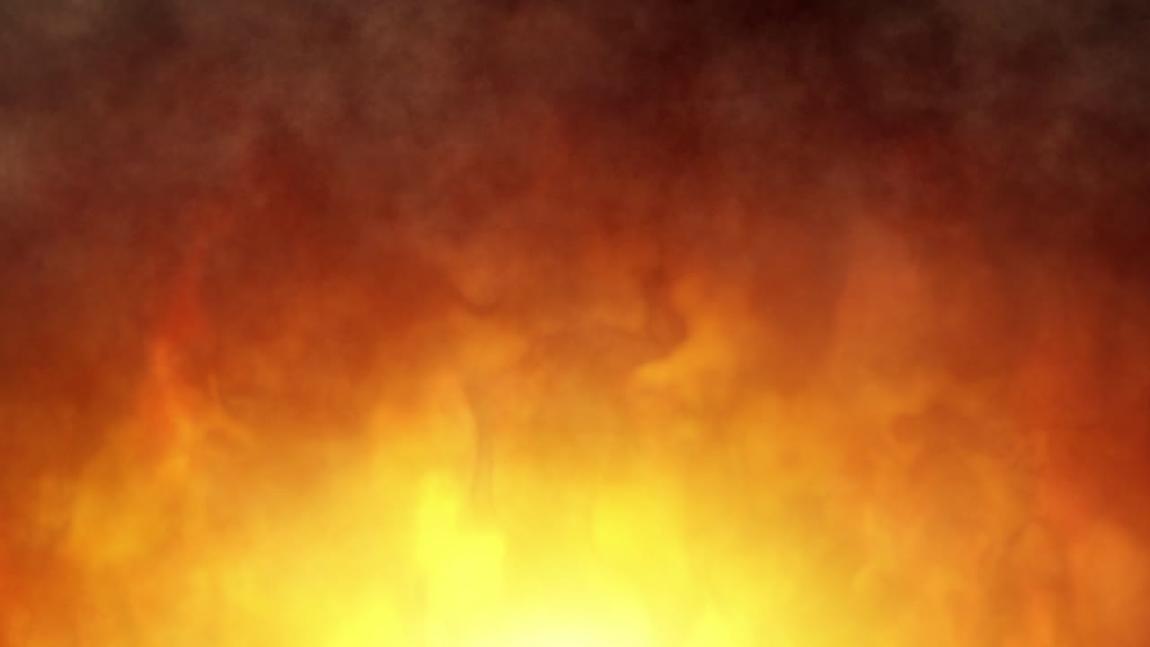 Glowing Red and Orange Fire with Billowing Smoke, Pulsing Flames and Intense Heat in Abstract Loopable Animation