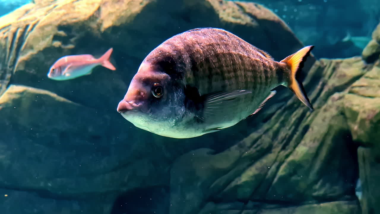 Colorful fish underwater, close up view