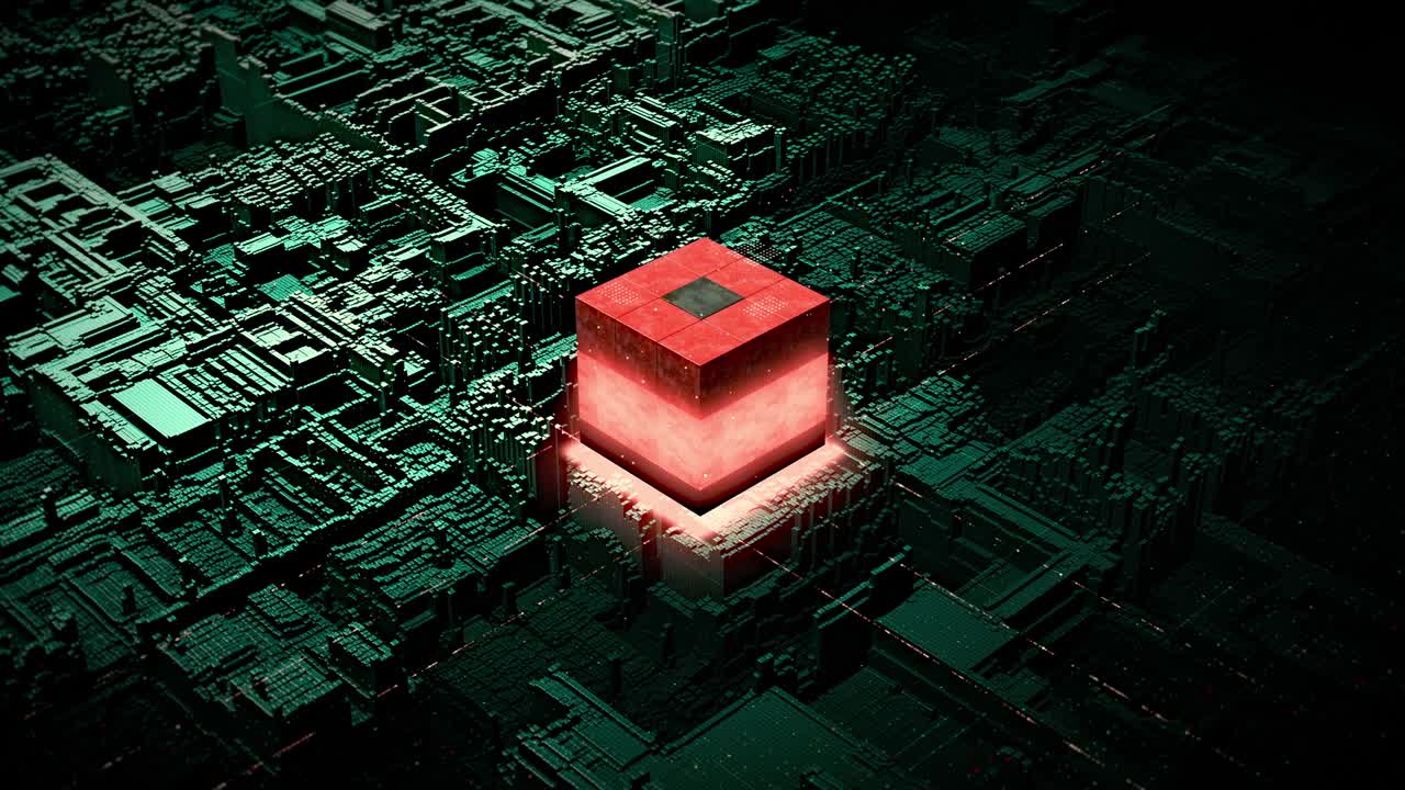 el núcleo del sistema activado por una clave encriptada. minería de datos animación 3d.