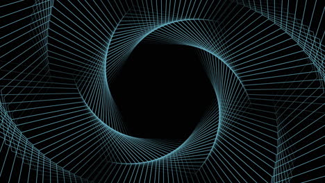 hexágonos geométricos futuristas y en espiral azules en la galaxia oscura